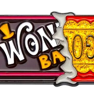 Willy Wonka candy bar lapel pin with golden ticket NWT